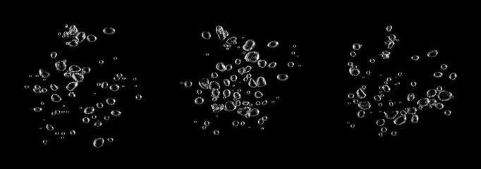 collection of white water bubble liquid abstract isolated black background. concept of designing...