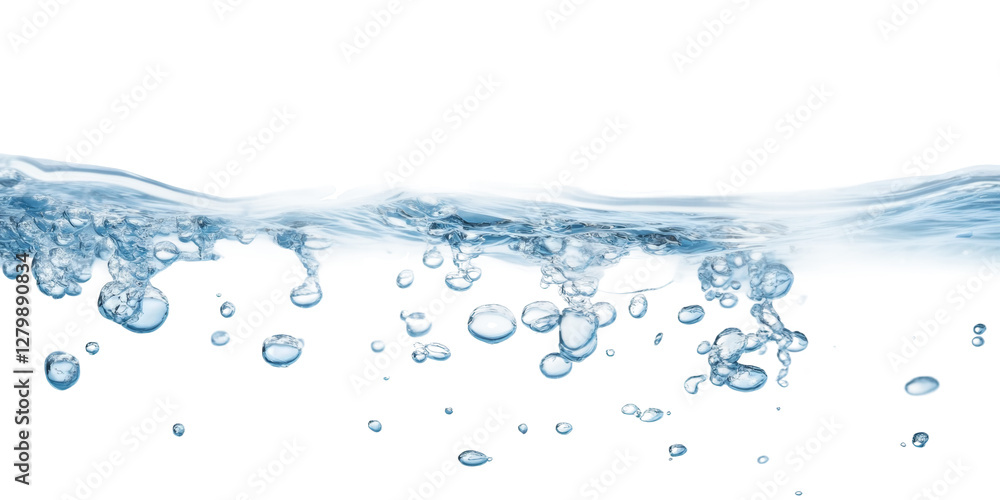 Poster bubbles rising in clear water studio png with transparency background creative concept high-resoluti