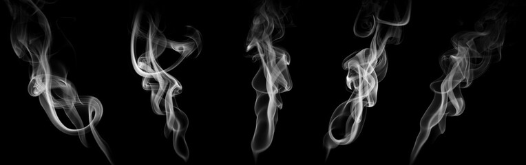 set white smoke steam spray, and abstract vapor water isolated on a black background. concept of texture cold mist or hot vapor, fog effect, and cloud for design air pollution, element smog