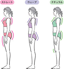 骨格診断のイラスト（横）