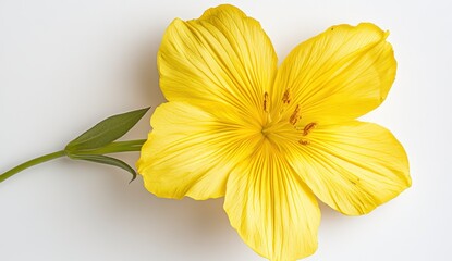 Fototapeta premium Bright Yellow Flower On White Background Close Up