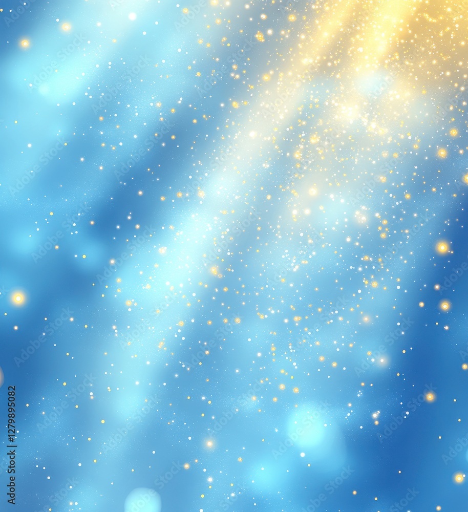 Poster beautiful abstract background with soft blue and golden lights creating a magical atmosphere for des