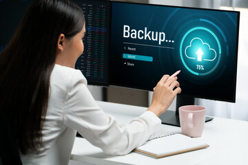 Backup Storage Data Internet Technology Business concept. Database storage cloud technology file...