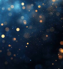 Beautiful Blue and Gold Bokeh Background with Sparkling Effect Ideal for Celebrations, Events, and Creative Design Projects