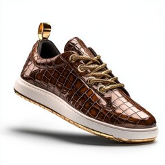 luxury sneaker with crocodile-patterned leather 