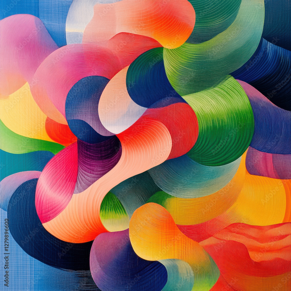 Poster colorful abstract spiral with dynamic swirling patterns and vibrant circular shapes