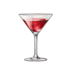 Elegant Red Cocktail in a Clear Glass with Cherry Garnish