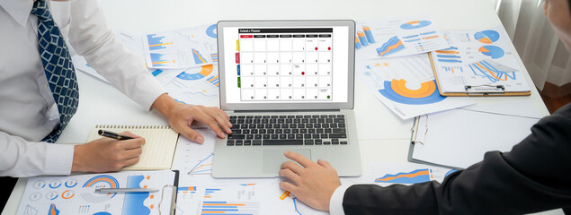 Calendar on computer software application for brisk schedule planning for personal organizer and...
