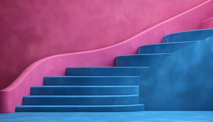 Naklejka premium Pink and Blue Stairs Leading Upward In a Modern Design
