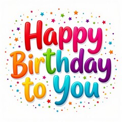 Colorful Happy Birthday Message with Stars and Confetti