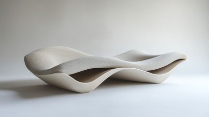 Contemporary Curved Bed Frame on White Background