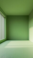 Fototapeta premium The interior of a green room with natural daylight shining
