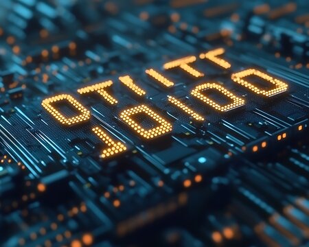 Binary code circuit board glow