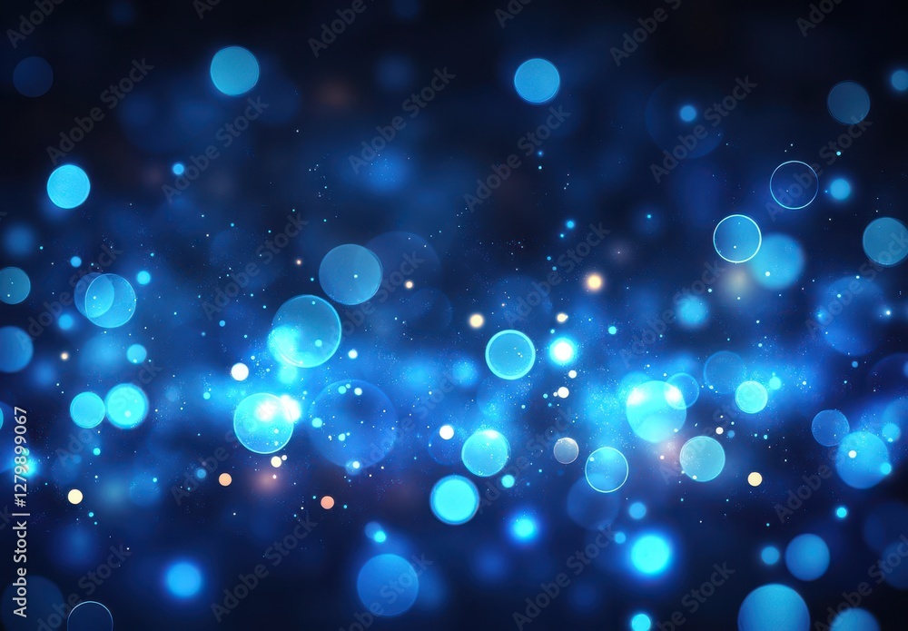 Poster blue light bokeh background with soft orbs and sparkling effects for abstract designs and creative p