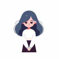 An emotional illustration of a sad woman sitting alone, conveying feelings of sorrow and loneliness. Perfect for mental health awareness campaigns, heartbreak-related content.