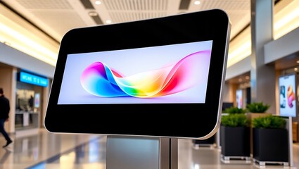 Modern Minimalist Digital Totem Kiosk – 3D Rendered Signage Display