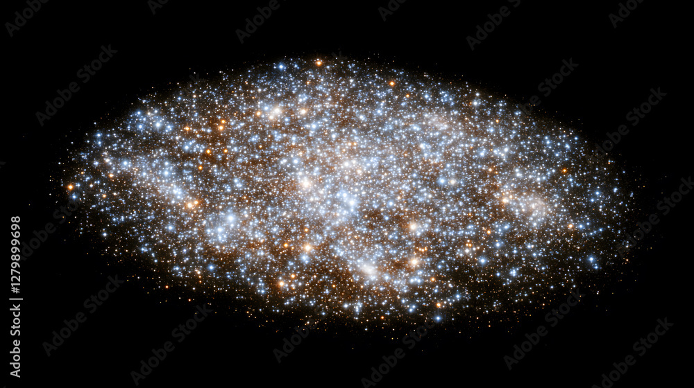 Poster a stunning image of a globular cluster, densely packed with countless stars. the cluster's elliptica