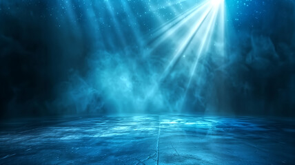 Fototapeta premium Abstract blue background with a gradient light and spotlight on