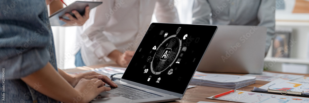 Aufkleber Generative AI virtual assistant tools for prompt engineer and user for ease of engage artificial intelligence AI technology help people to work with generative AI functions by prompting the AI brisk