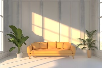 Mustard Yellow Sofa in Bright Room