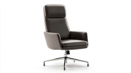 Fototapeta premium High-Back Reclining Office Chair on White Background