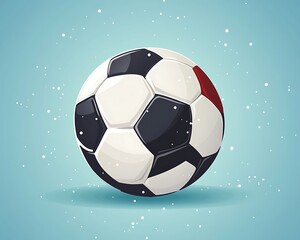 Fototapeta premium Soccer ball graphic, light blue background, snow effect