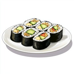 Delicious and Colorful Sushi Platter with Fresh Ingredients on a Stylish Plate for Food Enthusiasts and Culinary Art Lovers