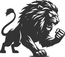 A lion growling preparing for a fight vector animal silhouette