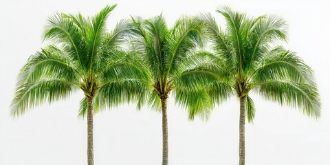Obraz premium Four Lush Green Palm Trees Against White Background