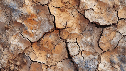Cracked dry earth, deep fissures spreading across the surface