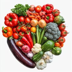 Fresh and Vibrant Arrangement of Organic Vegetables on White Background