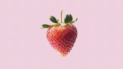 Juicy Red Strawberry on Pink