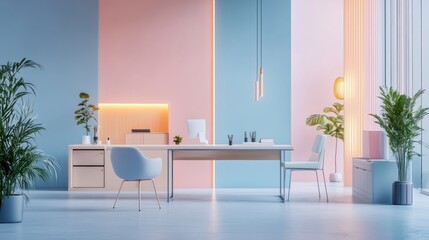 Soft Pastel Office Workspace