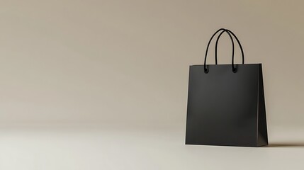 Elegant black shopping bag on neutral background, luxury retail and branding concept