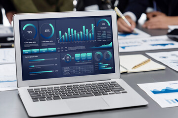 Business data dashboard provide business intelligence analytic for marketing strategy planning...