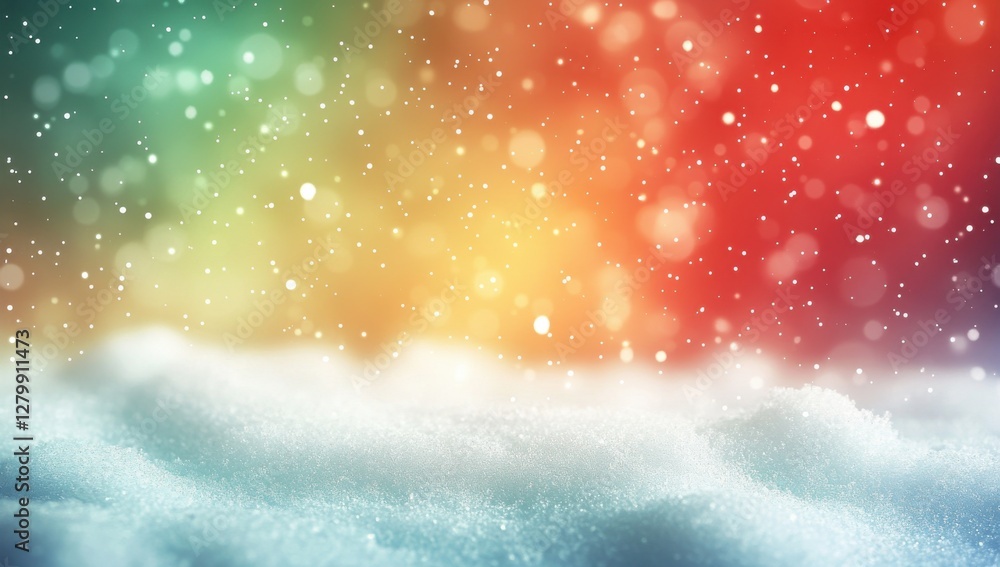 Poster colorful winter background with soft snow and bokeh effect creating a dreamy atmosphere for seasonal