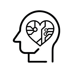 AI and Human Heart in head icon