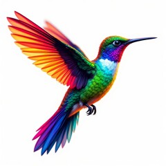 Vibrant hummingbird with colorful wings in flight