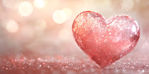 Obraz premium Sparkling Heart on Pink Background