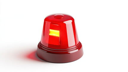 Fototapeta premium Red emergency siren light isolated on plain white background, symbolizing alertness and urgency. This vivid light is often used in emergency situations