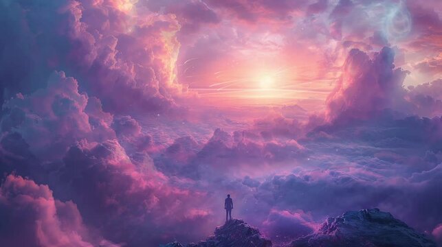 Hyper-Detailed Animated Sky With Rolling Storm Clouds and Golden Light