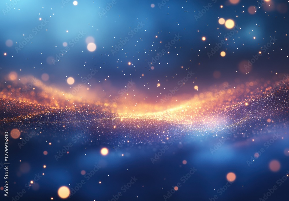 Aufkleber dreamy abstract background with shimmering particles in blue and orange hues illuminated by soft lig