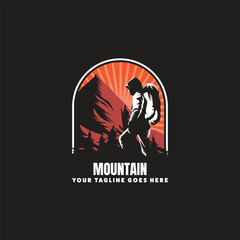 Mountain logo design inspiration, Mountain illustration, outdoor adventure . Vector graphic print for t shirt and other uses