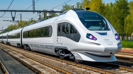 Modern High-Speed Train on Tracks - Sustainable Transportation (the.