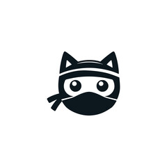 cute spy ninja cat logo vector illustration template design © katsumatakun