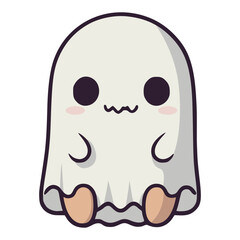 Obraz premium cute ghost cartoon character funny flat color vector illustration template design