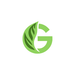 letter G plant leaf nature logo vector illustration template design