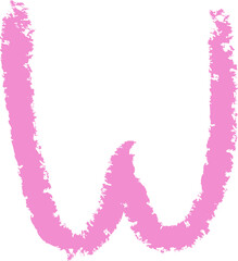 W Letter Hand Drawn Crayon Alphabet