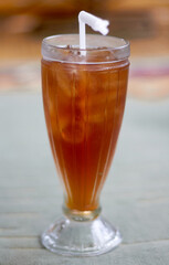 An image of fresh iced tea in a clear glass