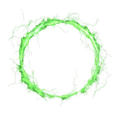 Green Energy Circle with Abstract Lightning Effect on Dark Background